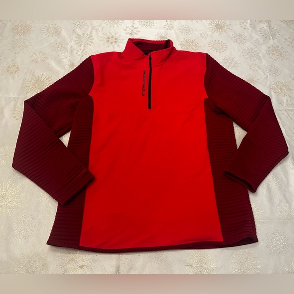 Under Armour Golf Mens red 1/4 zip pullover. Size large - Picture 1 of 4